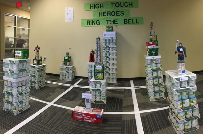 7th floor's Heroes display - winner of most donated items!