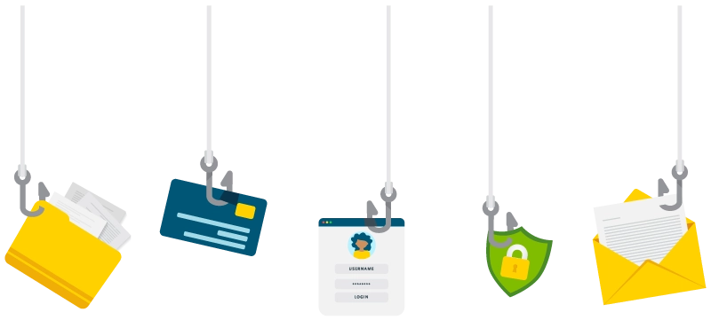 Illustration showing a phishing scam warning on a computer screen, representing website safety tips and how to spot fake sites to protect business data.