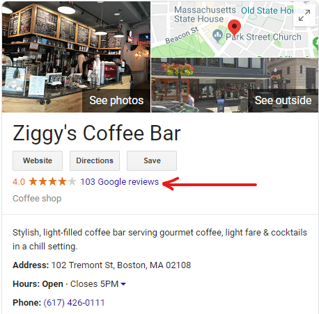Google reviews screenshot example